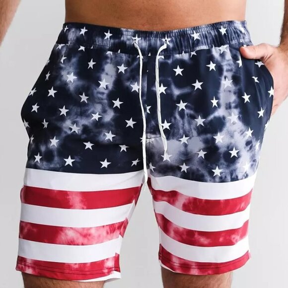 Departwest Men's Flag Stretch Swim Trunks - L - Picture 1 of 9